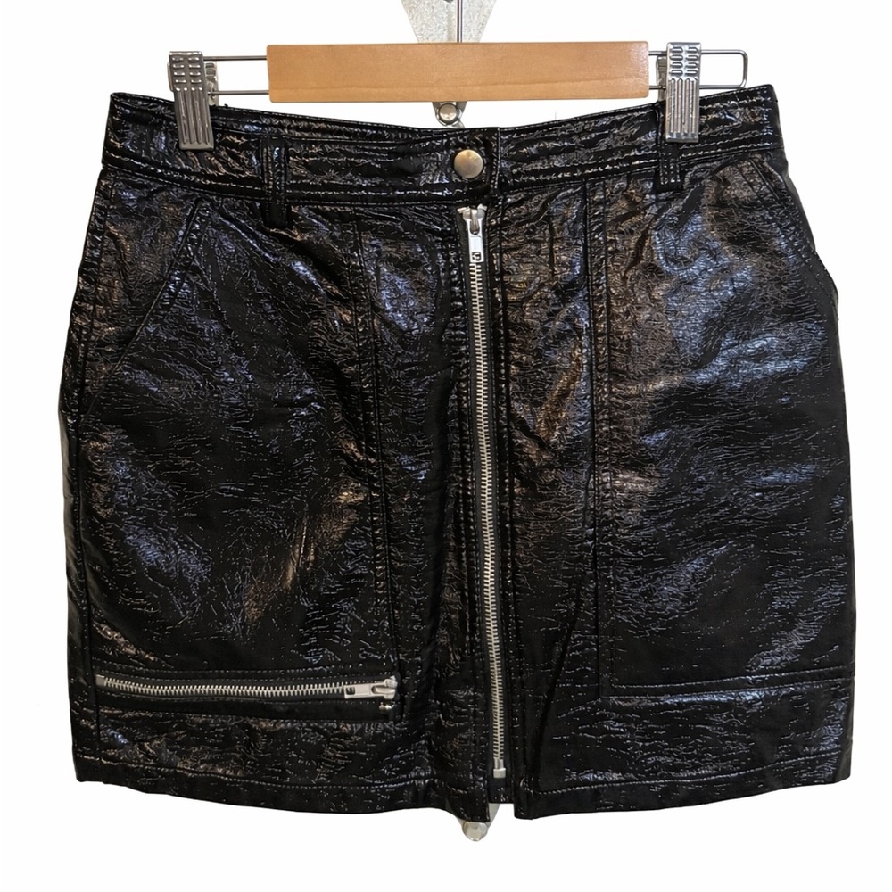 SILENCE + NOISE FAUX LEATHER MINI SKIRT SMALL